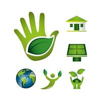 bundle of ecology set icons vector