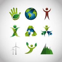 bundle of ecology set icons vector