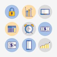 bundle of fintech set icons vector