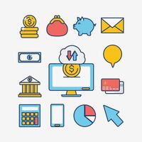 bundle of fintech set icons vector