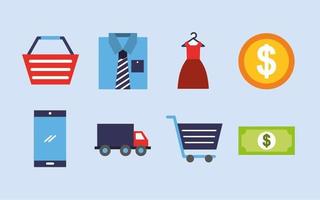 bundle of electronic commerce icons vector