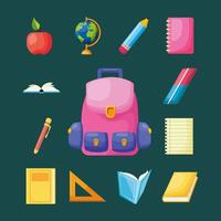 bundle of school set supplies vector