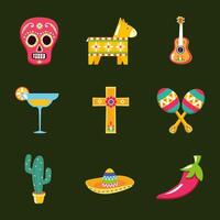 Conjunto de iconos mexicanos aislados diseño vectorial vector