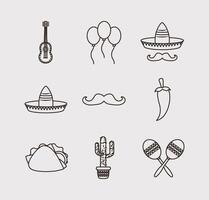 Conjunto de iconos mexicanos aislados diseño vectorial vector