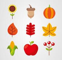 Happy thanksgiving day icon set vector design