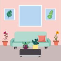 Isolated houseplants inside pots vector design