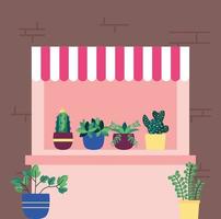 Isolated houseplants inside pots vector design