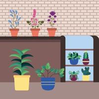 Isolated houseplants inside pots vector design