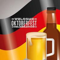 Oktoberfest celebration illustration, beer festival design vector