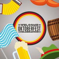 Oktoberfest celebration illustration, beer festival design vector