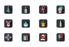 bundle of happy merry christmas icons vector