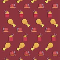 pattern of street fast food set icons vector