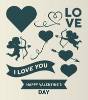 happy valentines day lettering card with bundle love icons
