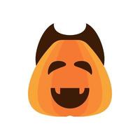 calabaza de halloween con icono de estilo plano de cara de drácula vector