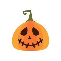 halloween pumpkin with stitched mouth flat style icon vector