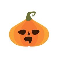 halloween pumpkin with face flat style icon vector