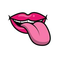 Pop art mouth with tongue out fill style icon vector