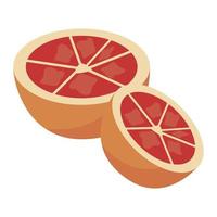 naranjas frutas mitades icono fresco vector