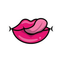 Pop art mouth licking sensually the lips fill style icon vector