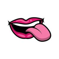 Pop art crazy mouth with tongue out fill style