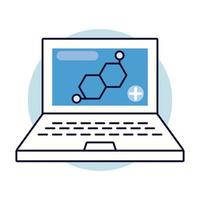 Portátil con icono de salud de estructura molecular vector