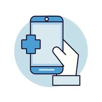 Aplicación de telemedicina en un dispositivo de teléfono inteligente. vector