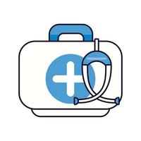 medical kit with cross symbol and stethoscope isolated style icon vector