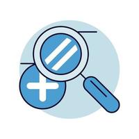 magnifying glass with medical cross symbol isolated style icon vector