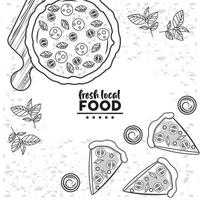 food local fresh drawing in white background vector