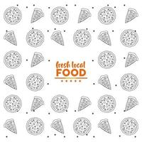 local fresh food pattern with lettering in white background vector