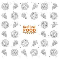 local fresh food pattern with lettering in white background vector