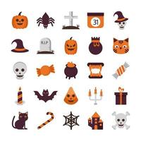 paquete de veinticinco iconos de colección de conjunto de halloween vector