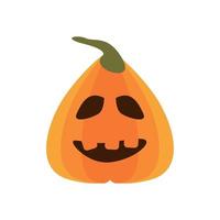 calabaza de halloween con icono de estilo plano de cara vector