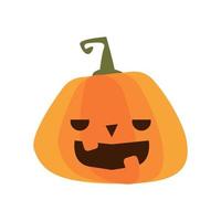 calabaza de halloween con icono de estilo plano de cara vector