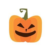 halloween pumpkin with face flat style icon vector