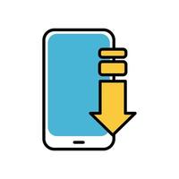 smartphone device with arrow download fill style icon vector