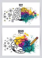 brains power templates with colors splash and pencil vector