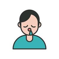 person with runny nose covid19 symptom line and fill style icon vector