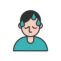 person with fever covid19 symptom line and fill style icon vector