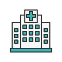 icono de estilo de relleno y línea de edificio de hospital vector