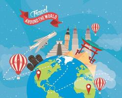 travel around the world design with earth planet vector