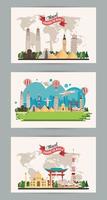 travel around the world design with bundle scenes vector