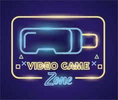 retro video game neon with vr mask vector