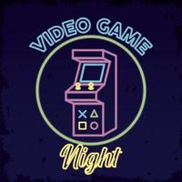 neón de videojuego retro con máquina vector