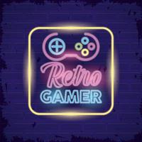 retro video game neon with control vector