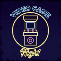 neón de videojuego retro con máquina vector