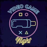 neón de videojuego retro con máscara vr vector