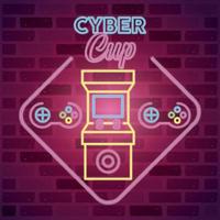 retro video game neon with machine vector