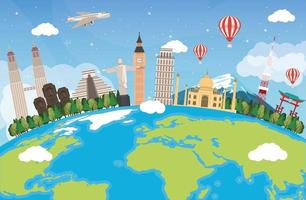 travel around the world design with earth planet vector