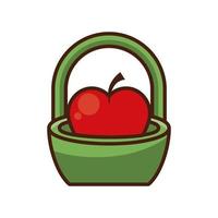 apple fresh fruit in basket vector